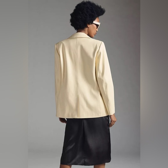 NWT By Anthropologie Faux Leather Blazer - Picture 2 of 6